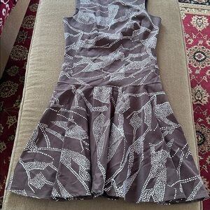 Max & Cleo Sleeveless Brown & White Lined Dress Size 8 Back Zip (TD)